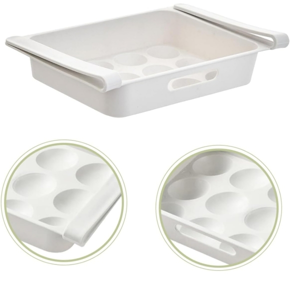 Storage Essentials Large White Egg Storage Tray Food Holder Organizer Shelf - Picture 4 of 16